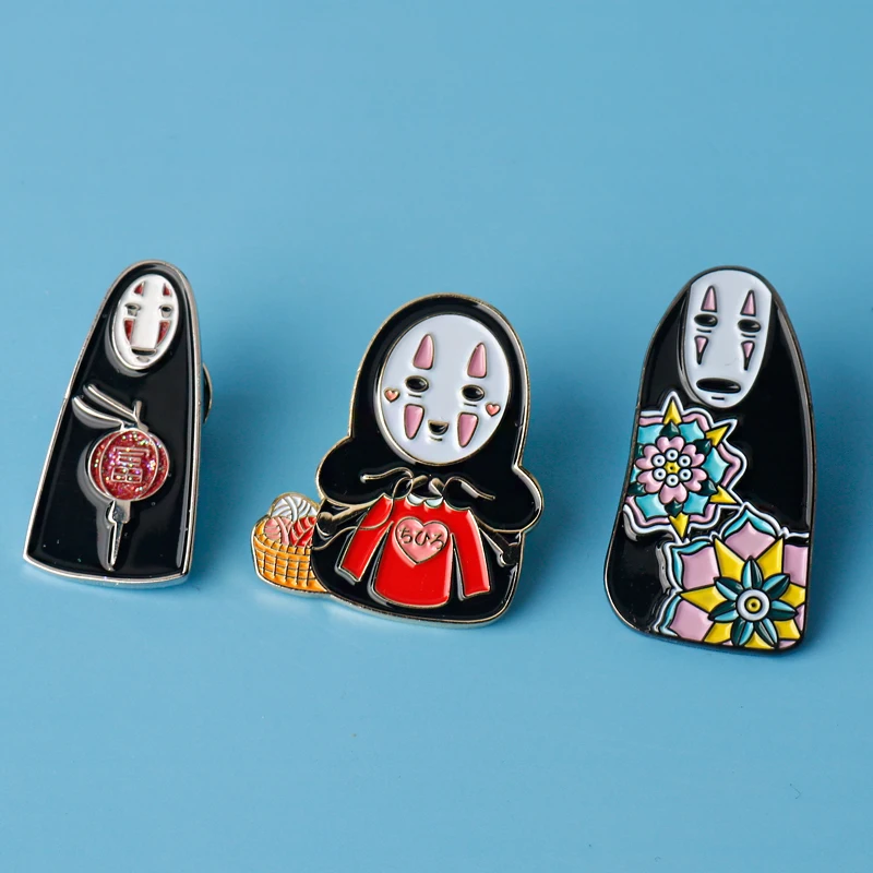 

Cartoon Anime No Face Man Brooches Japan Anime Brooch Badge Miyazaki Hayao Spirited Away Brosche Insigne Pins Jewelry Gift