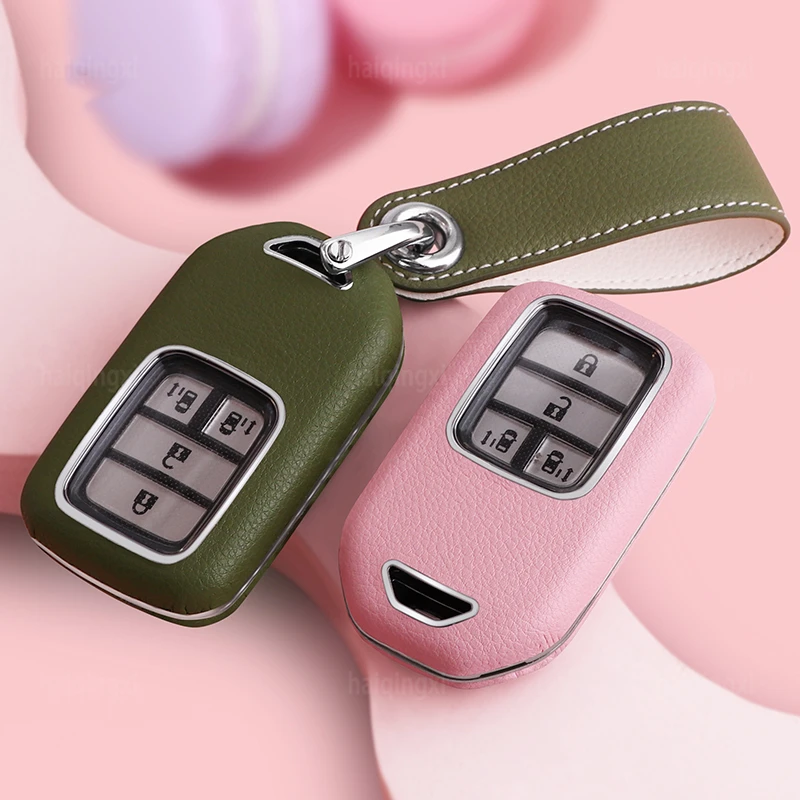

Leather Car Key Case for Honda Lingpai Jade Accord Sprite CRV Civic New Fit Binzhi XRV Odyssey Keychains car accessories