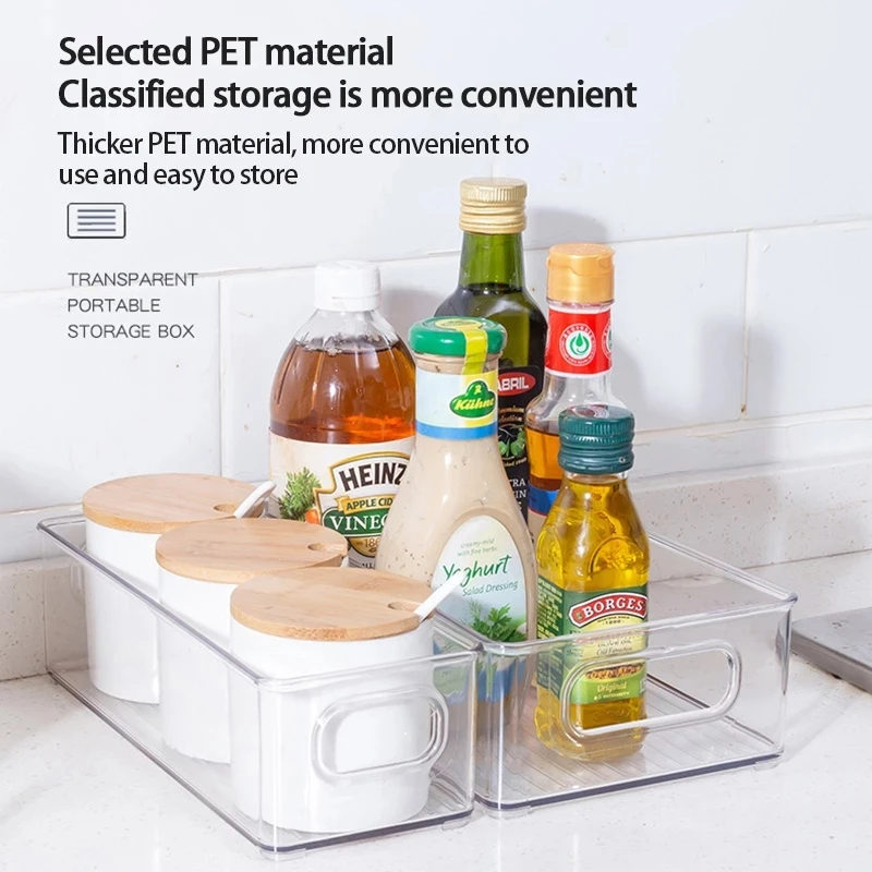 Kitchen Organizer Stackable Refrigerator Storage Bins Fridge Freezer Pantry Food Box With Handle Clear Container | Дом и сад