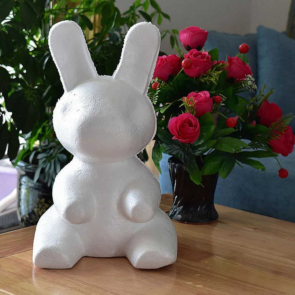 

2pcs DIY Foam Rabbit Mold Decorative Foam Rabbit Mold Lovely Modeling Foaming DIY White Embryo Foam Flower Arrangement Model