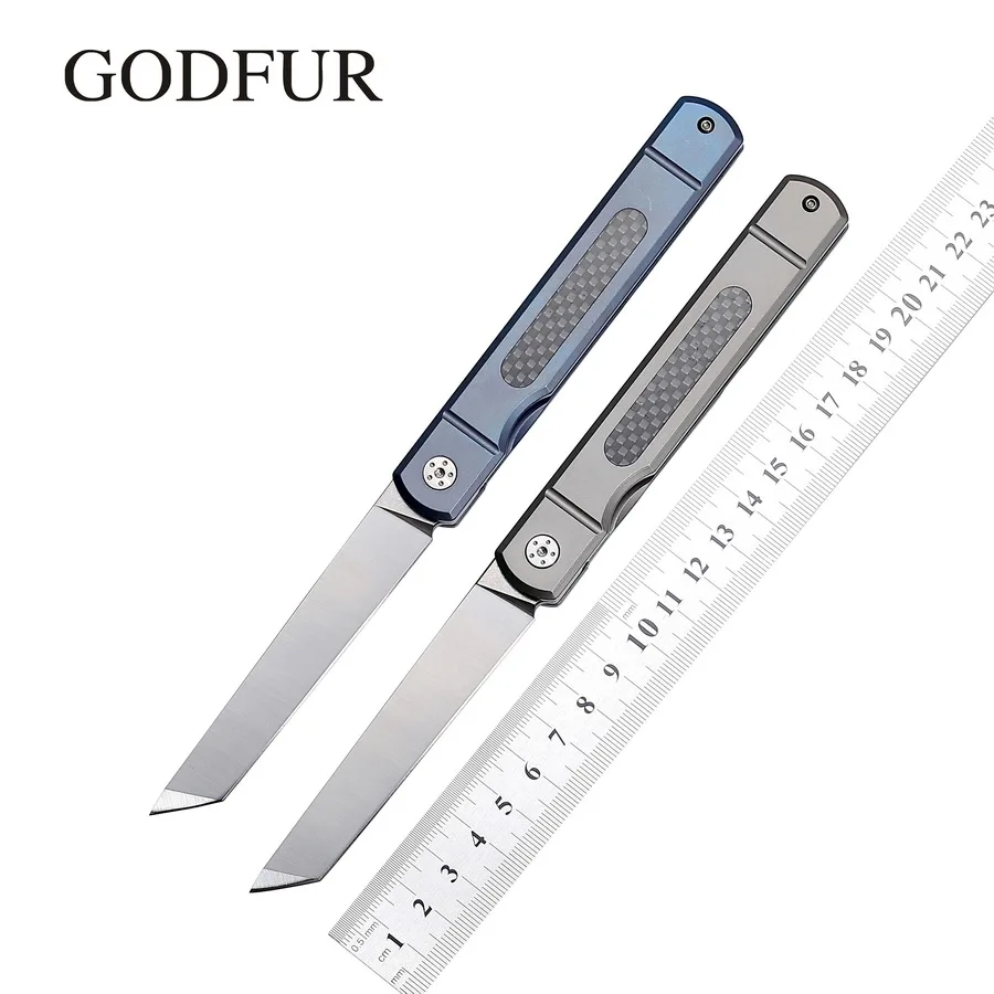 Складной нож GODFUR карманный титановый Клинок с лезвием D2 ручка из CF для