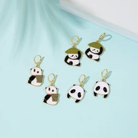 cute cartoon dropping oil panda earrings for girls sweet pink cat rabbit cloud drop earrings party jewelry gift wholesale
