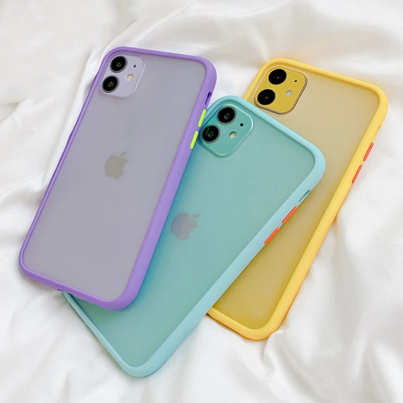 

Shockproof Soft TPU Silicone Clear Case Cover Mint Simple Matte Bumper Phone Case for iphone 12 Pro Max 12mini X XS