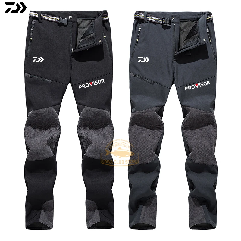 

Зимние Походные штаны Daiwa для рыбалки, мужские теплые флисовые мягкие брюки, уличные спортивные толстые водонепроницаемые штаны для горнол...