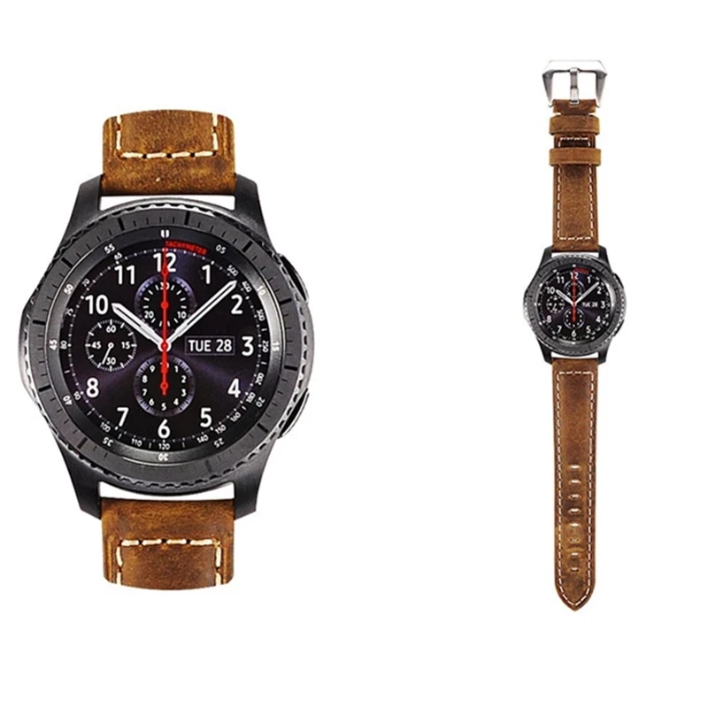 

Retro Vintage Genuine Leather Strap 22MM Replacement Watchband For Samsung Gear S3 Frontier/S3 Classic Smart Watch/Gear 2 R380