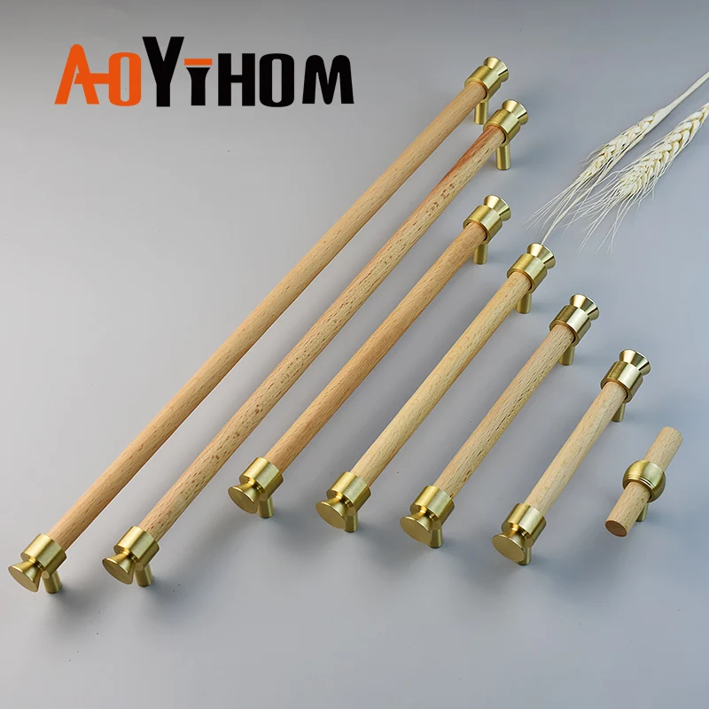 Скандинавская Т-образная кухонная ручка AOYIHOM для обуви из твердой древесины
