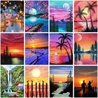 5D круглая алмазная живопись, пейзаж, побережье, мозаика, сделай сам, алмазная вышивка, закат, вышивка крестиком, украшение для дома, Новогодний подарок