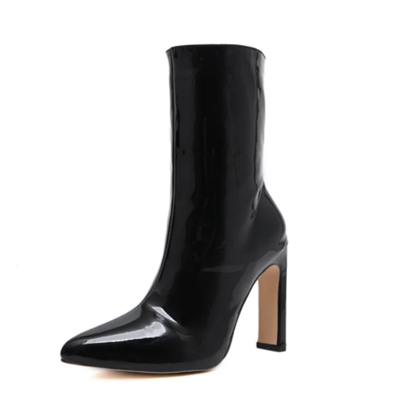 

Pointed Square Heel High Heel Medium Bucket Fashion Boots Large Women's Boots 34-42