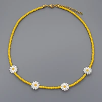 kbjw original trendy daisy flower necklace delicate handmade stainless steel jewelry pvd gold plted choker beads necklace