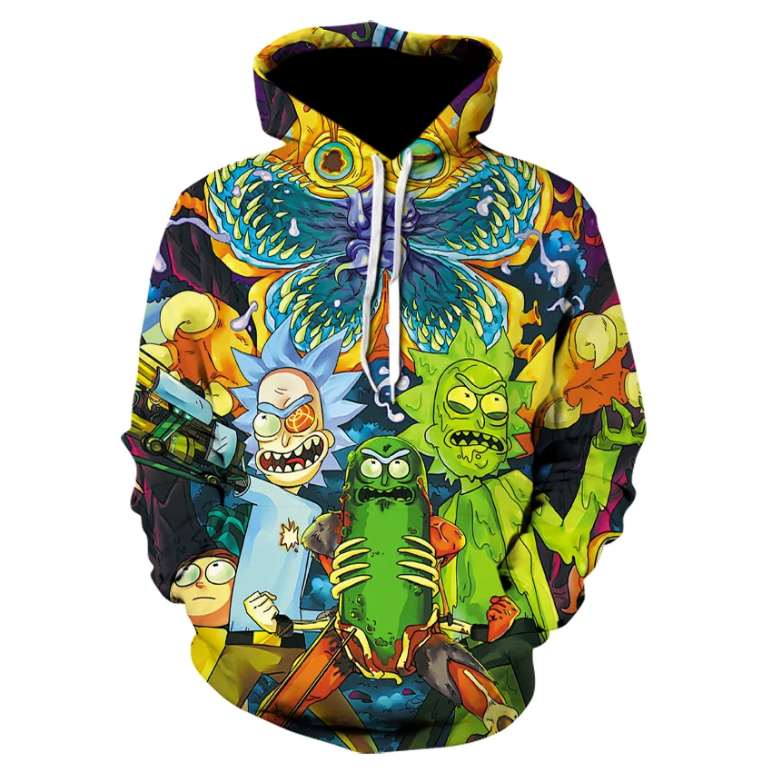 

2021 spring and autumn xk anime Rick and Modi 3D printing men's and women's plus size hoodie boys and girls hippie cartoon pullo
