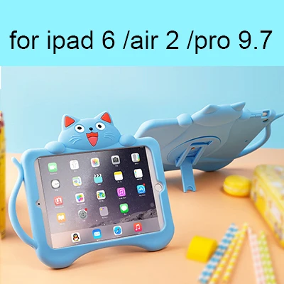B for ipad air 2 Милый 360 Вращающийся детский чехол для iPad mini 4 Air 1 2 5 6 мягкий силиконовый резиновый чехол для планшета с рисунком кота для IPad 2, 3, 4 - Цвет: B for ipad air 2