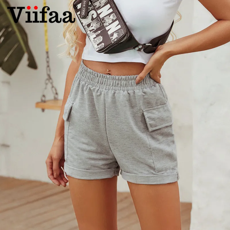 Viifaa серые повседневные спортивные шорты для бега с эластичной резинкой на талии