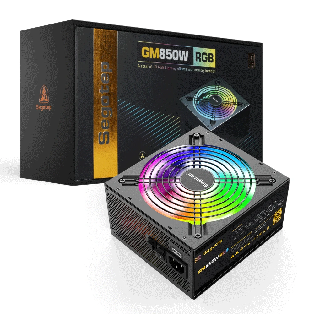 

Блок питания Segotep с RGB-подсветильник кой, 850 Вт, 80 Plus, Золотой сертификат, 14 см