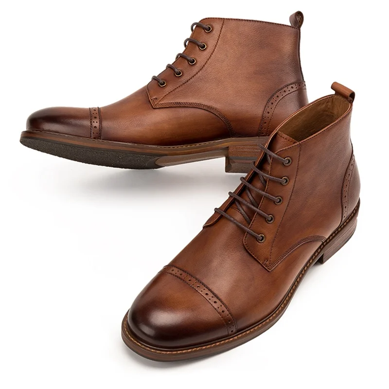Новые модные мужские высокие ботильоны из натуральной кожи ковбойские