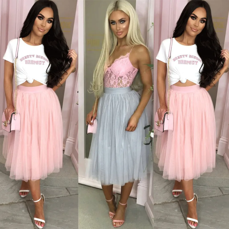 2020 модная Женская эластичная юбка с высокой талией многослойная плиссированная