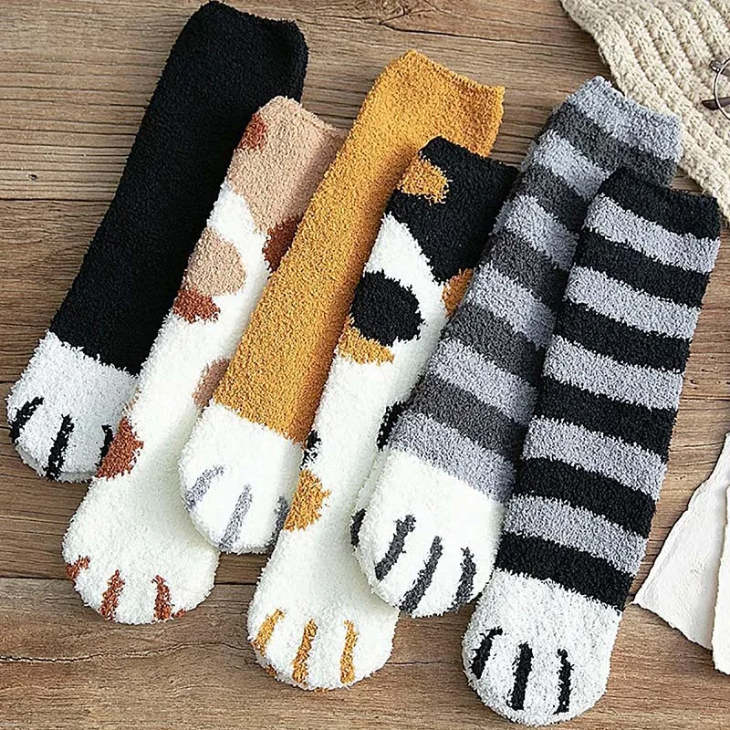 

Fashion womens Cats Paw stripe 3d Socks Cute Funny Thick Girls Cartoon Animal Fingers Sock Hosiery Toe Zebra/Tiger/Cat Foot Sox