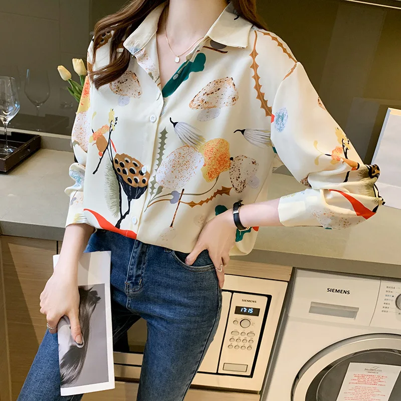 Женская рубашка с длинным рукавом свободные большие шифоновые блузки