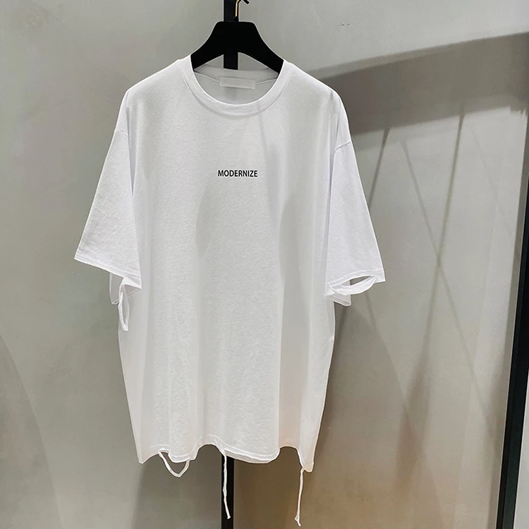 

T-shirts For Women Black White Tshirts Short-Sleeve Ripped Letter Print New O-neck 2020 New Clothing