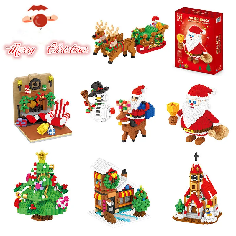 

New Children's Building Block Toys Compatible with Miniature Small Particles Building Blocks Santa Claus Christmas Gifts Toys