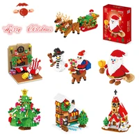 new childrens building block toys compatible with miniature small particles building blocks santa claus christmas gifts toys
