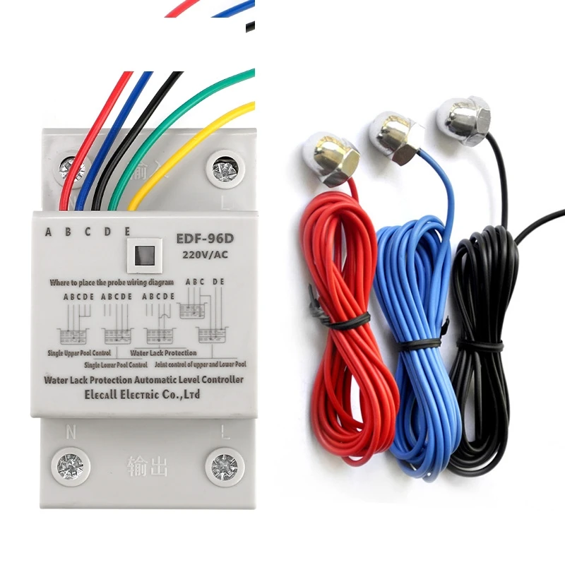 

EDF-96D Din Rail Mount Float Switch Auto Water Level Controller AC220V 5A Water Pump Controller