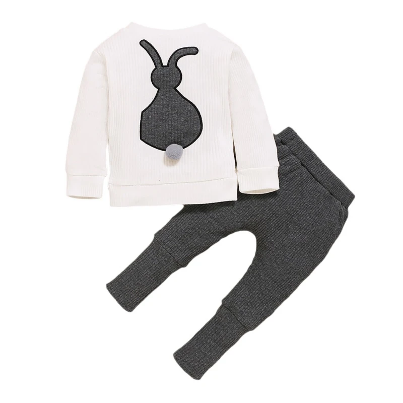 

Autumn Baby Girls Boys Outfit Sets Infant Long Sleeve Cartoon Blouse+Solid Pants Casual Costume Set New Arrival