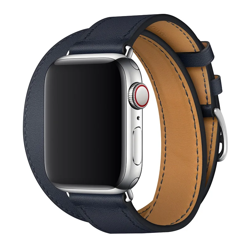 Bleu Indigo A Двойной тур кожаный ремешок для apple watch 4 band 40 мм 44 мм correa iwatch series 3 2 1 42 мм 38 мм наручные часы ремень - Цвет ремешка: Bleu Indigo A
