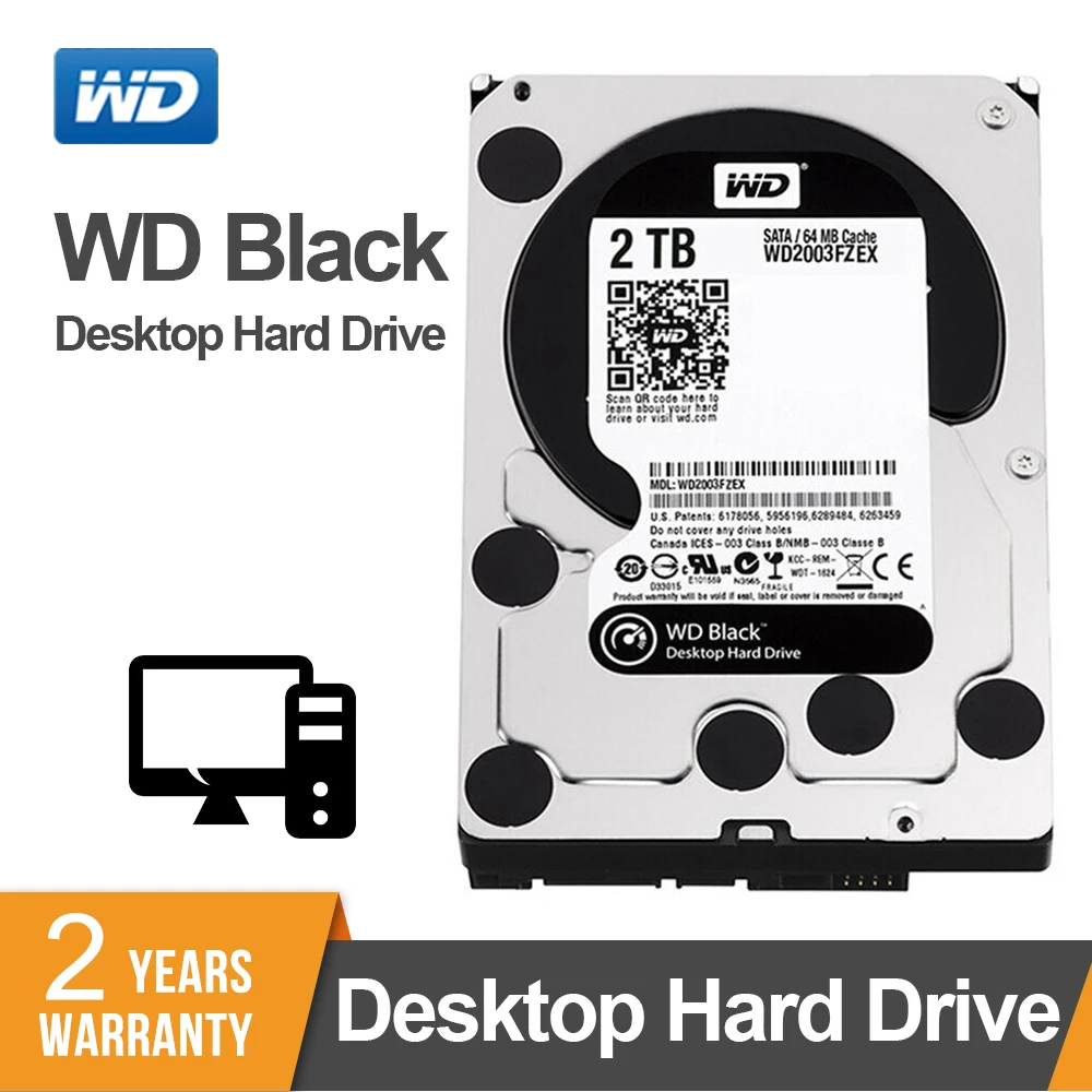 

Жесткий диск Western Digital WD Black 2 ТБ, 3,5 дюйма, 7200 об/мин, SATA 6, ГБ/сек., 64 Мб, Кэш-память WD2003FZEX