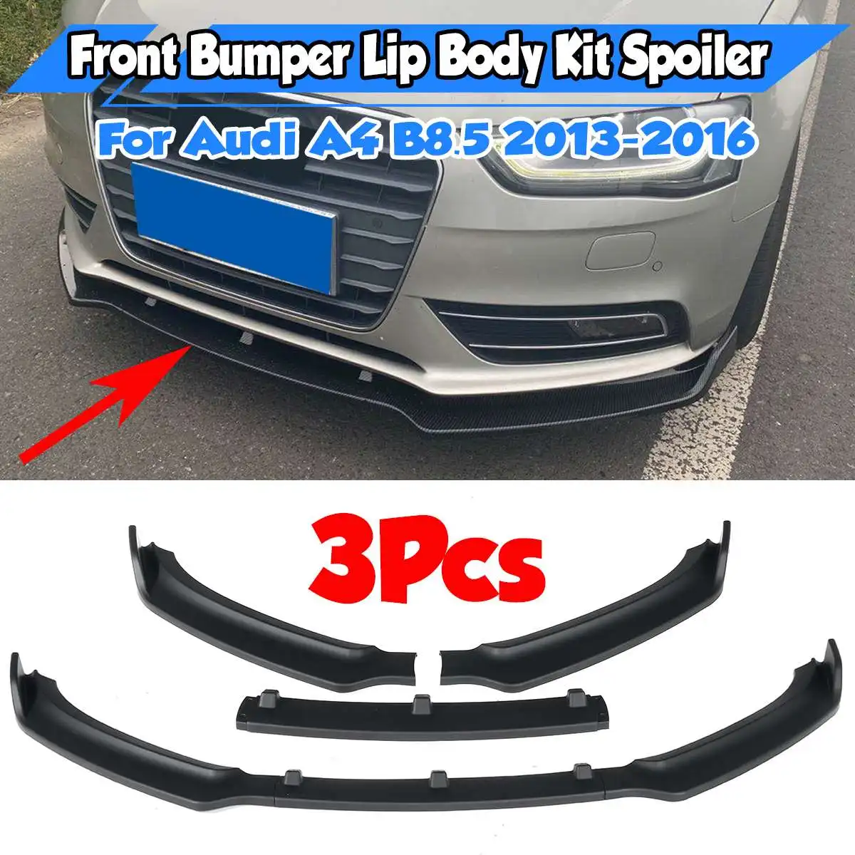 3 шт. автомобиля спереди губ Чин бампер спойлер разветвители обвес диффузор