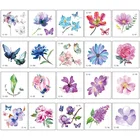 20 шт Временные татуировки стикер для женский боди-арт стикер татуировки 3D бабочка роза цветок перо татуировки водонепроницаемый 6х6см подарки
