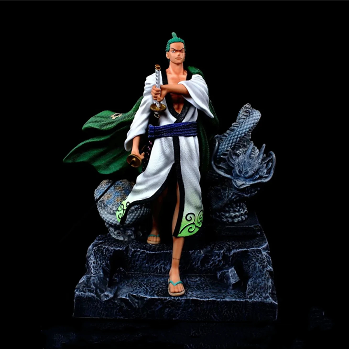 

Anime One Piece Wano Roronoa Zoro with Snow Sword Kimono Ver. GK PVC Action Figure Statue Collectible Model Toys Doll Gifts 35cm
