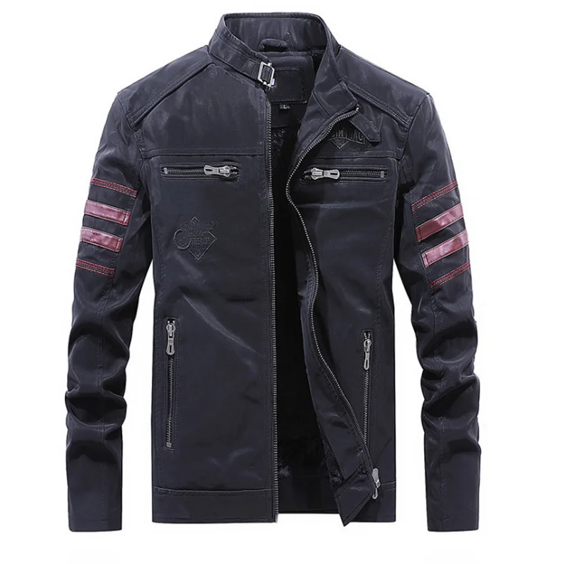 

Новая кожаная куртка в стиле ретро, мужская приталенная мотоциклетная кожаная куртка в британском стиле, классические черные кожаные куртк...
