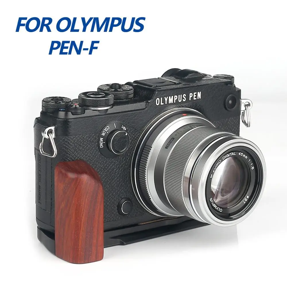 

For OLYMPUS PEN-F Wooden Wood Hand Grip Plate Bracket with Alum Base Plate Bracket