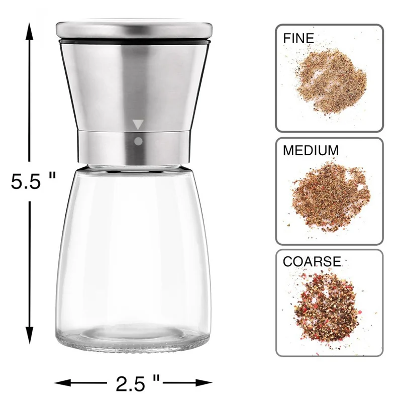 Мельница для перца из нержавеющей стали 304 стеклянная бутылка банка приправ и
