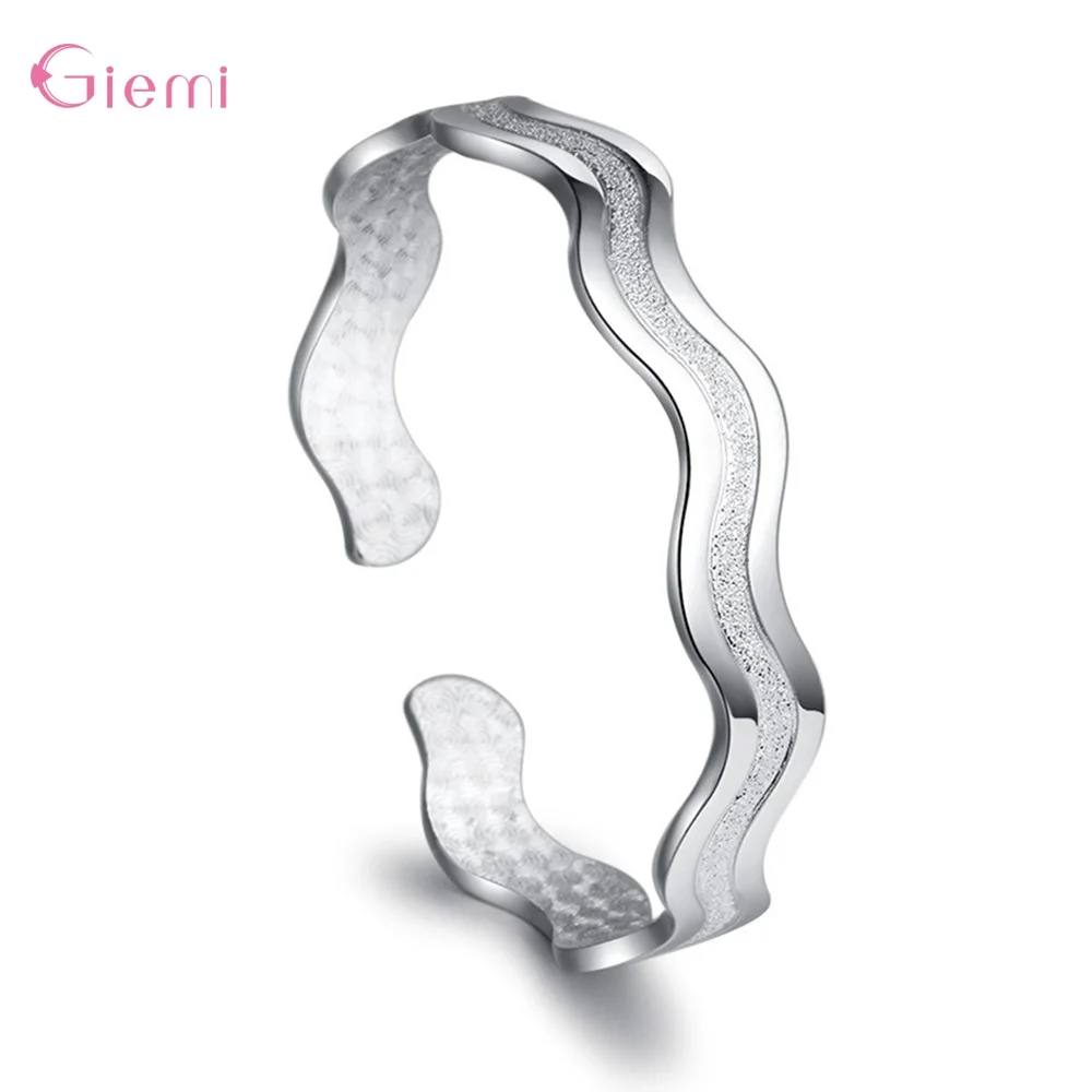 

Fashion 925 Sterling Silver Sanding Water Ripples Bracelet Female Double line Cuff Bangle Intertwined Bracelet Jewelry