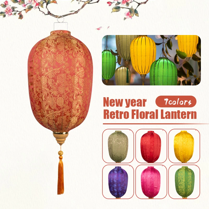 

14/16inch Waterproof Chinese Silk Lantern Retro Japanese Vietnam Lantern Party Festival New Year Hanging Decor Palace Lantern