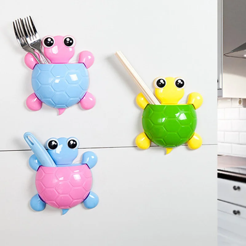Cartoon Design Turtle Sucker Hook Toothbrush Holder Cute Tortoise Children Bathroom Decoration Accessories |