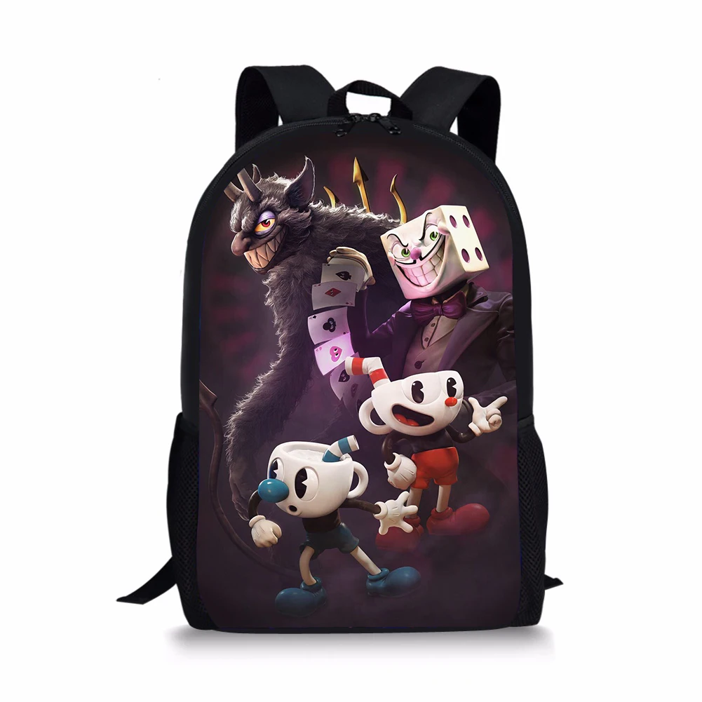 Fashion Children's School Backpack Cuphead Mugman 3D Prints Kids School Book-Bags Cartoon Anime Design Travel Backpack