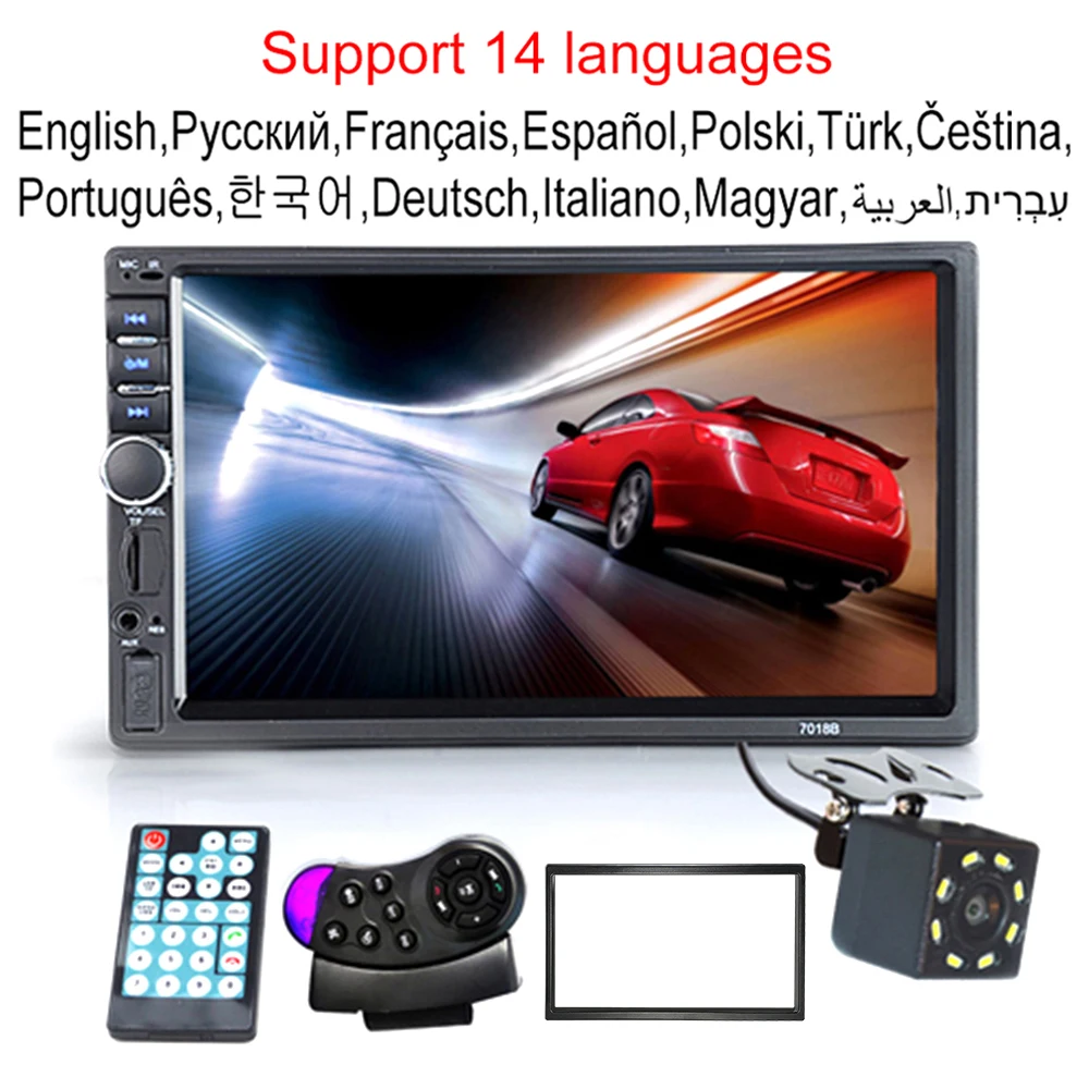 

Car Radio 2 Din HD 7" Touch Screen Stereo Bluetooth FM ISO Power Aux Input MP5 Player SD USB With / Without Camera 12V