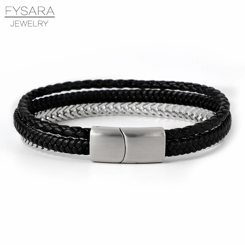 Браслеты FYSARA мужские из нержавеющей стали тяжелые плетеные цепи в стиле панк