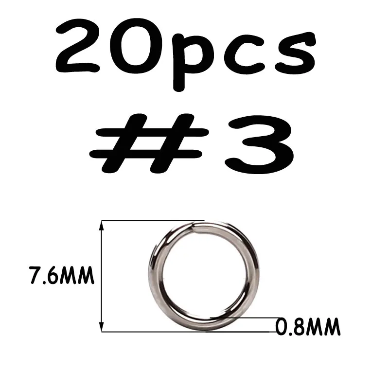 Split Ring 3 20pcs 20 шт из нержавеющей стали рыболовные Сплит Кольца твердые кольца соединители для блесны соленой воды рыболовные аксессуары анти ржавчины - Цвет: Split Ring 3 20pcs