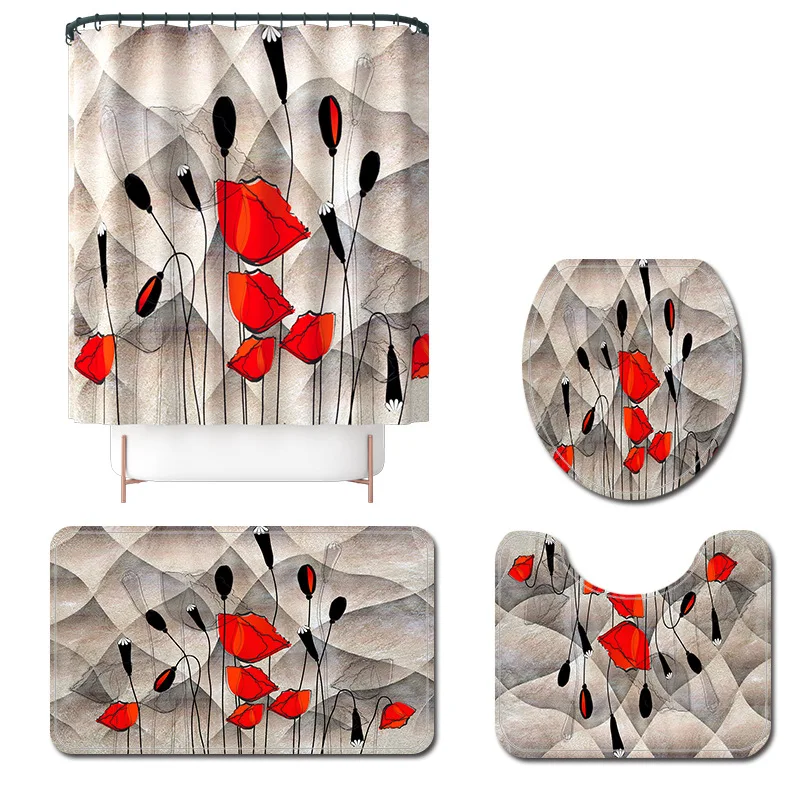 modern style bath mat and shower curtain set water absorbing bath mat home decoration shower floor mat toilet carpet free global shipping