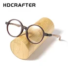 Винтажные круглые деревянные очки HDCRAFTER для мужчин и женщин, оптические аксессуары для коррекции зрения при близорукости, в деревянной оправе
