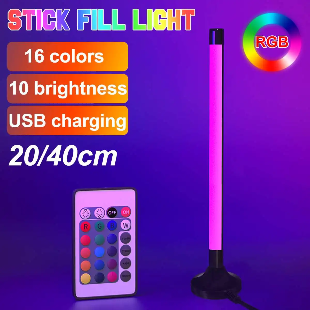 

Portable LED Fill Light RGB Lamp Colorful Atmosphere Night Lights Photography Lighting Stick USB Powered Selfie Lamp Live Beauty