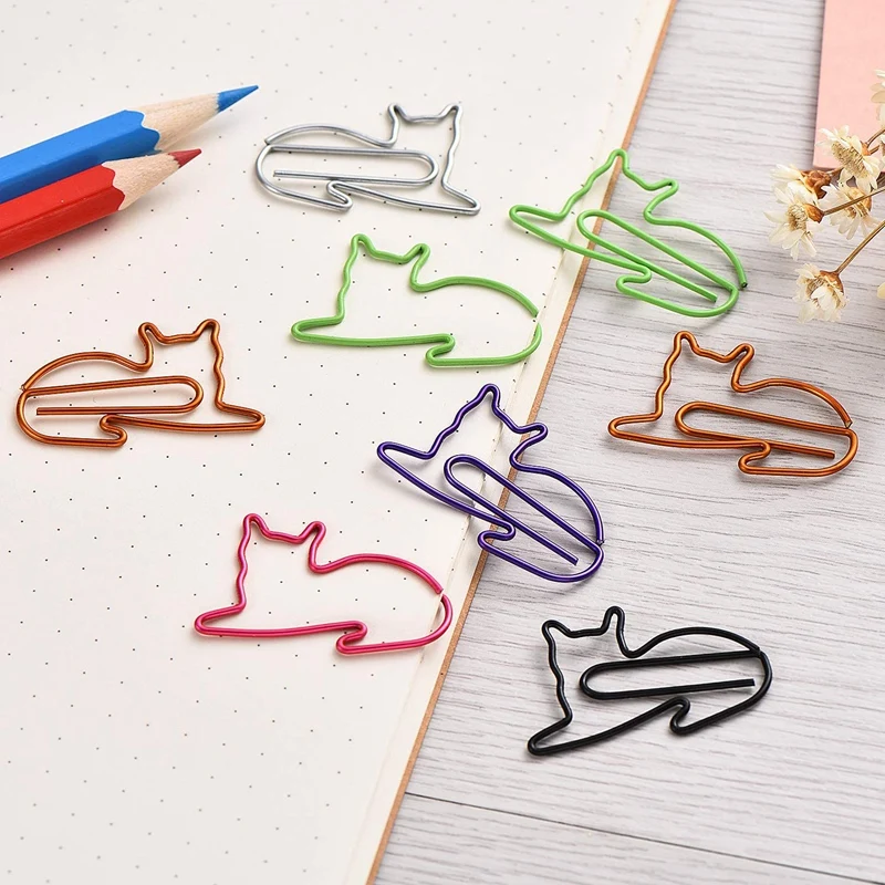 120 шт. в форме кошки бумажные зажимы закладки милые животные планировщик