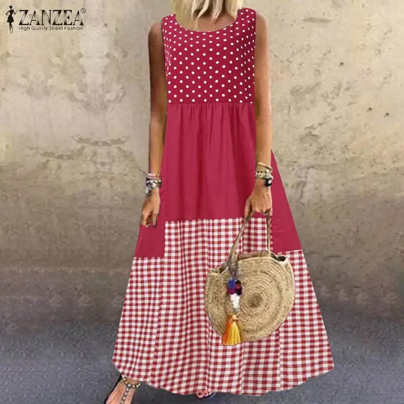 Сарафан женский длинный в горошек вечерние ный Повседневный вечерний наряд