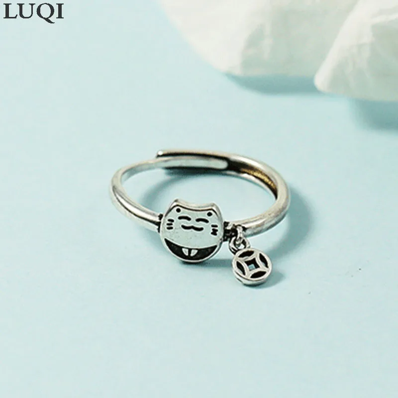 

Fashion Women's S925 Silver Personality Lucky Little Fat Cat Open Rings 274