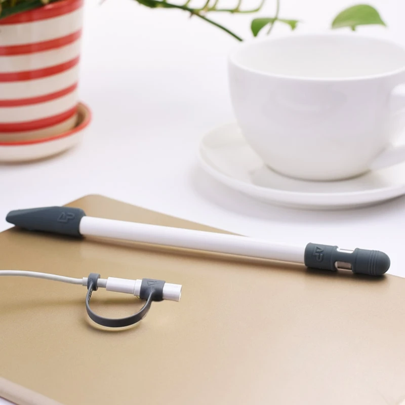 

Cap Holder+Tip Cover+Lightning Cable Adapter Tether 3-Piece Kit For Apple Pencil W3JB