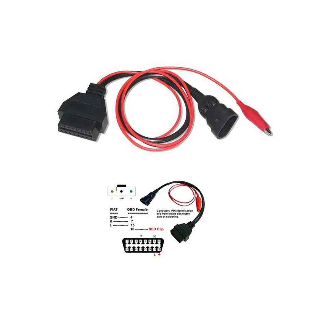 Диагностический кабель ELM327 переходник с 3 на 16 контактов OBD2 2 зажимами для Fiat Lancia