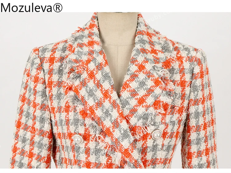 Пиджак женский в клетку с длинным рукавом осень 2021 | Женская одежда